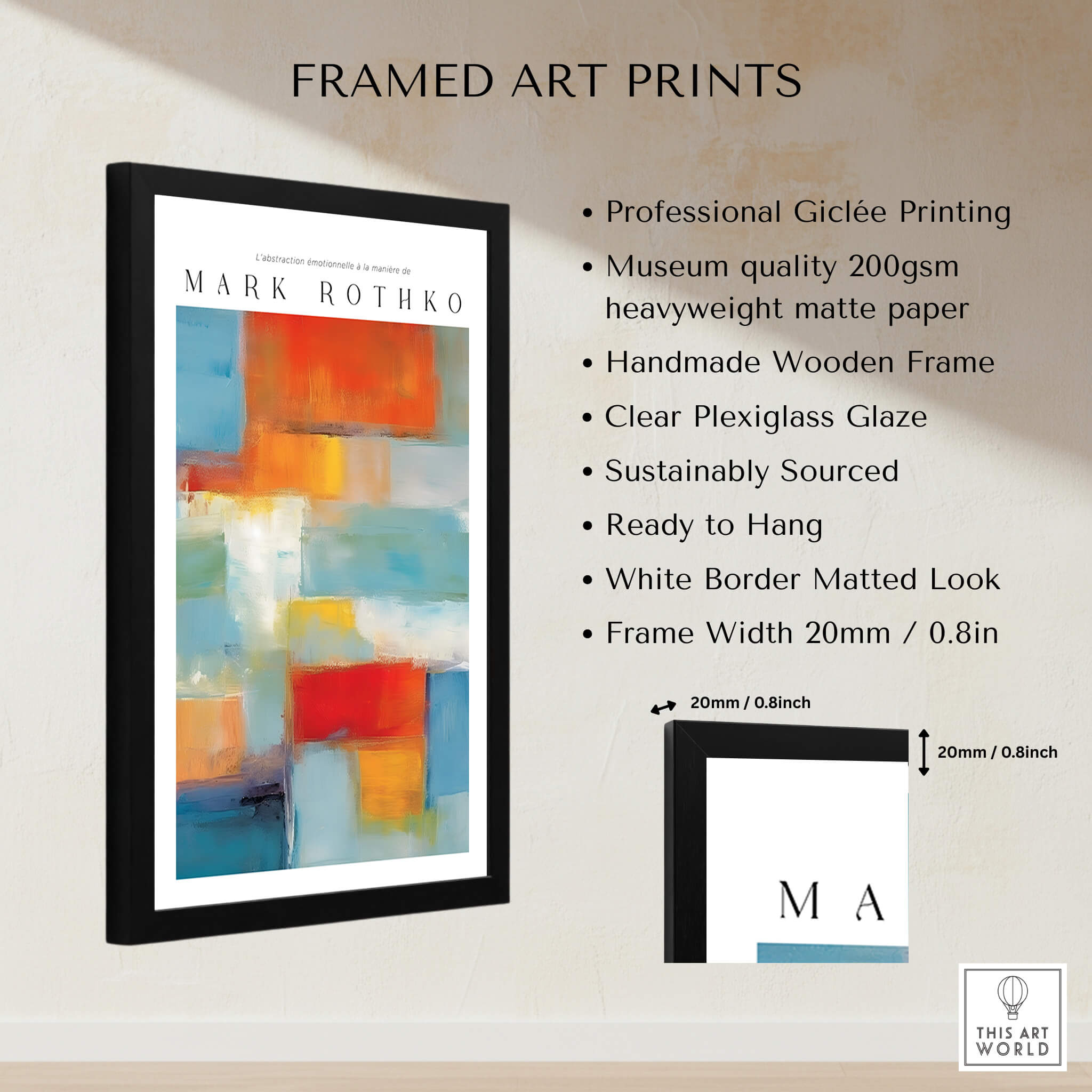 Rothko Canvas Color Abstraction Painting | Modern Abstract Wall Art in framed art print with professional giclée quality.