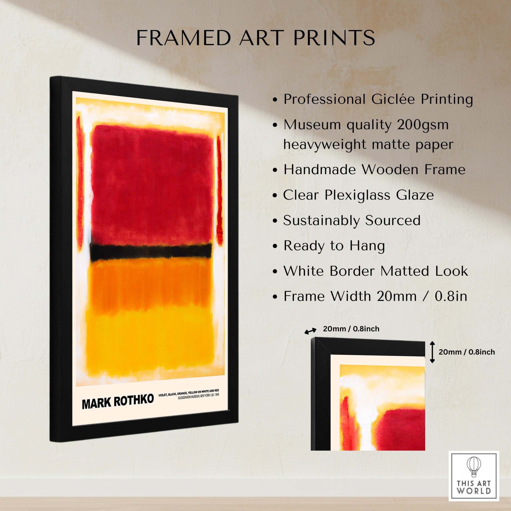 Mark Rothko Violet Black Orange Yellow 1949 Abstract Art Print Color Field Poster Guggenheim framed art print details