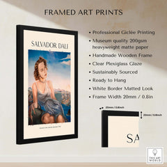 Salvador Dali Portrait Mrs Dorothy Spreckels 1942 Surrealist Seascape Art Print Poster displayed in a framed art print.