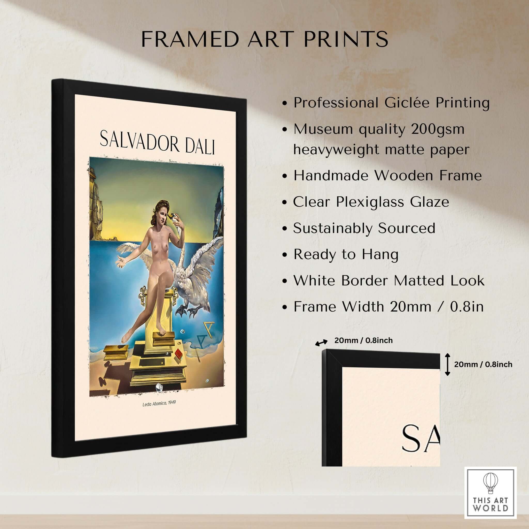 Salvador Dali Leda Atomica 1949 Surrealist Mythology Art Print Swan Poster Nuclear Mysticism framed art print