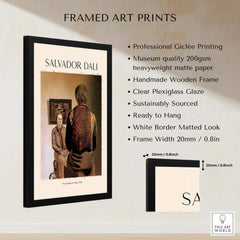 Salvador Dali The Angelus of Gala 1935 Surrealism Double Image Art Print Poster framed in wooden frame with information