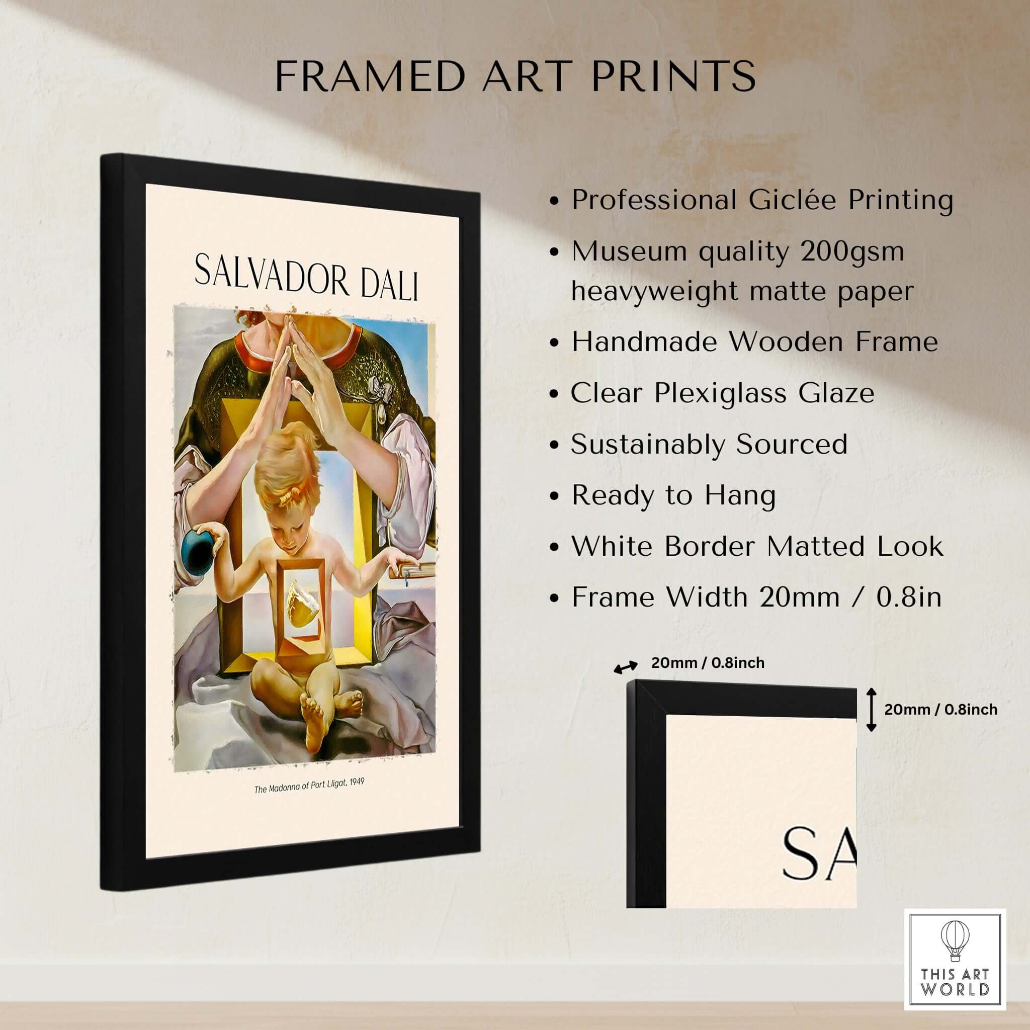 Salvador Dali Madonna Port Lligat 1949 Surrealist Religious Art Print Poster Gala framed art print display