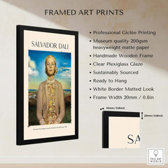 Salvador Dali Portrait Madame Winston Churchill Guest 1958 Surrealist Society Print Poster in a stylish wooden frame.