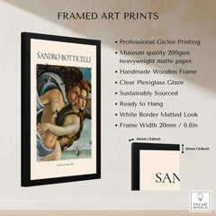 Botticelli Birth of Venus Detail Zephyr Aura Art Print Renaissance Mythology Poster framed with museum-quality specifications.