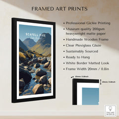 Scafell Pike Poster Lake District Wall Art Print in a handmade wooden frame with Plexiglass glaze.
