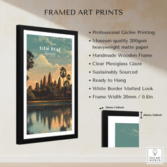 Siem Reap Poster Cambodia | Angkor Wat Temple Wall Art Print framed art print with professional giclée printing.