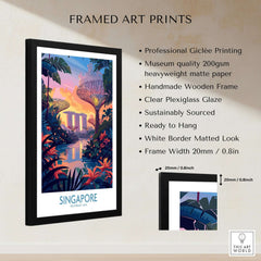 Singapore Wall Art framed print showcasing vibrant colors and iconic Singapore landmarks.