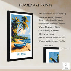 South Asia Travel Poster - Sri Lanka Coastal Print, Island Life Wall Art in a framed print display.