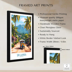 Sri Lanka Wall Art featuring a Tuk-Tuk in a framed print showcasing vibrant colors and culture.