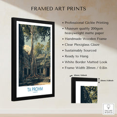 Ta Prohm Cambodia Canvas Print | Iconic Tree Root Ruins Poster framed art print showcasing ancient temple ruins.