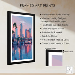 Tampa Florida Travel Poster | Marina Harbor & Skyline Wall Art Print framed with professional giclée printing and clear plexiglass.