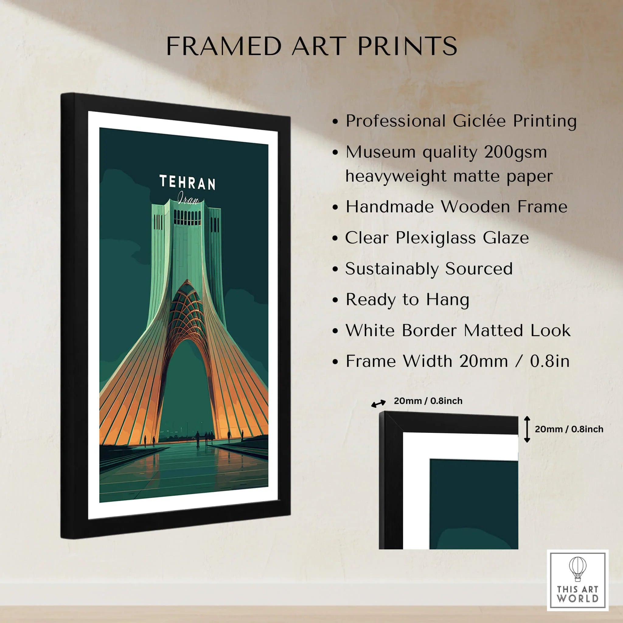 Tehran Iran Travel Poster | Azadi Tower Wall Art – This Art World
