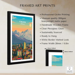 Tirana Cityscape Canvas Print | Albanian Home Wall Art showcasing framed art print details and vibrant colors.