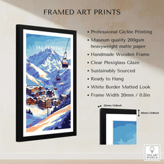 Val Thorens France Ski Poster | Iconic Chairlift Scene framed art print showcasing the beautiful ski slopes and chairlift.