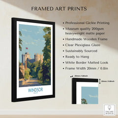 Framed Windsor England art print with museum quality, wooden frame, and matted white border