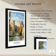 Framed Windsor England art print with giclée quality, black frame, and wall art details list