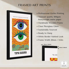 Yayoi Kusama Colorful Eyes Abstract Pattern Contemporary Art Print Paris Poster in a professional frame with Giclée printing.