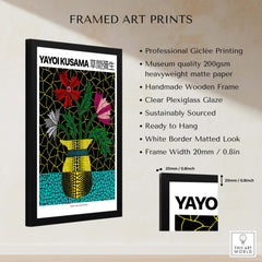 Yayoi Kusama Flowers Vase 1996 Polka Dot Art Print Contemporary Japanese Poster framed art print showcasing vibrant colors.