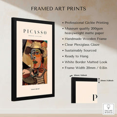 Picasso Man Straw Hat Abstract Portrait Art Print Cubist Poster Artwork Collection framed art print display