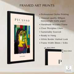 Picasso Contemplative Woman Abstract Art Print Colorful Portrait Poster Artwork Collection framed professional print details