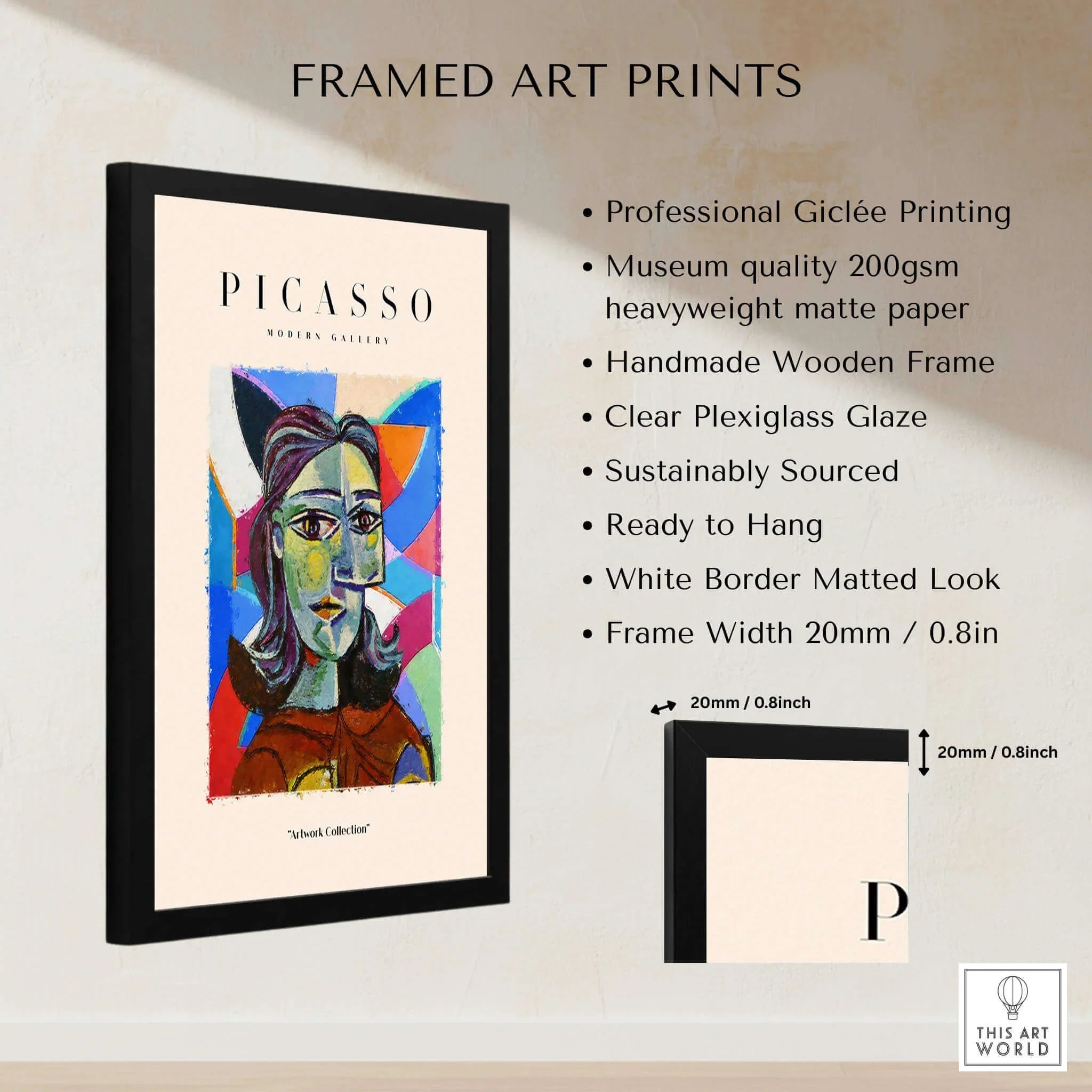 Picasso Woman Portrait Fragmented Abstract Poster Colorful Artwork Print Modern Gallery framed art print featuring vibrant colors.