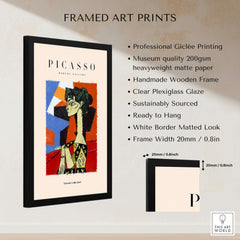 Picasso Seated Woman Profile Cubist Art Print Patterned Dress Poster Artwork Collection framed art print details