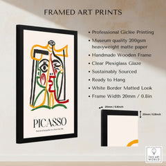 Picasso Portrait Jacqueline Straw Hat 1962 Abstract Line Art Print Colorful Poster framed art print with details.