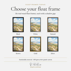 Arnside and Silverdale Morecambe Bay watercolour art print, float frame colour options for the framed canvas