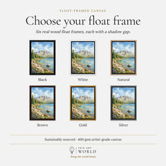 Baxter State Park Mount Katahdin and lake watercolour art print, float frame colour options for the framed canvas