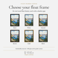 Emerald Bay State Park Fannette Island in Emerald Bay watercolour art print, float frame colour options for the framed canvas