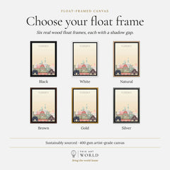 Florence city skyline art print, float frame colour options for the framed canvas
