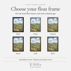 Forest of Bowland moorland valley and stone wall watercolour art print, float frame colour options for the framed canvas