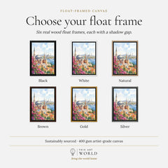 Istanbul Hagia Sophia and Blue Mosque watercolour art print, float frame colour options for the framed canvas