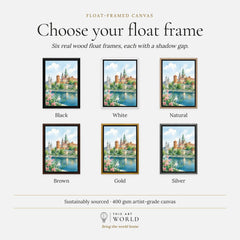 Kraków Wawel Castle on the Vistula watercolour art print, float frame colour options for the framed canvas