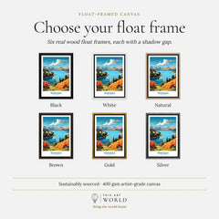 Wanaka Travel Poster New Zealand - framed canvas float frame colour options