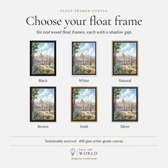 Mexico City Palacio de Bellas Artes watercolour art print, float frame colour options for the framed canvas