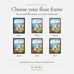 Nice Baie des Anges and promenade watercolour art print, float frame colour options for the framed canvas