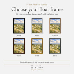 North Wessex Downs chalk white horse watercolour art print, float frame colour options for the framed canvas