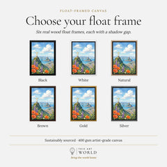 Rio de Janeiro Christ the Redeemer and Sugarloaf watercolour art print, float frame colour options for the framed canvas