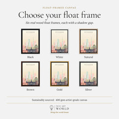 Rotterdam city skyline art print, float frame colour options for the framed canvas
