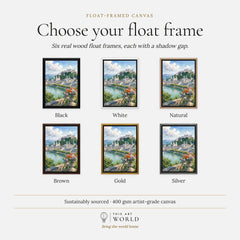 Salzburg Hohensalzburg fortress and old town watercolour art print, float frame colour options for the framed canvas