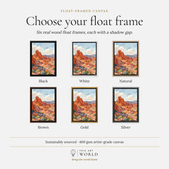 Valley of Fire State Park red sandstone waves watercolour art print, float frame colour options for the framed canvas