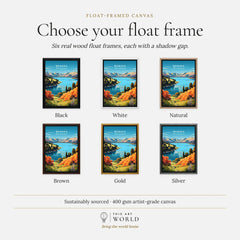 Wanaka Travel Print - framed canvas float frame colour options