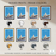 Asmara Travel Poster – Fiat Tagliero Futurist Architecture Art Print framed in various color options for home décor.