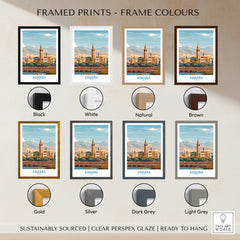Asmara Eritrea Wall Art – Travel Poster framed print color options including black, white, natural, brown, gold, silver, dark grey, light grey.