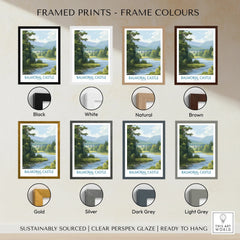 Balmoral Castle framed print in multiple frame colors: black, white, natural, brown, gold, silver, dark grey, light grey.