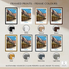 Beaune France Print – Hospices de Beaune Wall Art framed print colors including black, white, natural, and brown options.