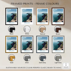 Berry Head Devon Wall Art – English Coast Print framed in various colors including Black, White, Gold, Silver, and more.
