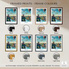 Bristol Canvas Print - Wall Art Poster shown in various frame colors including black, white, natural, and brown.