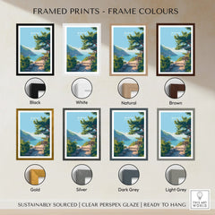 Framed Busan travel poster print with eight frame color options for home wall art decor.